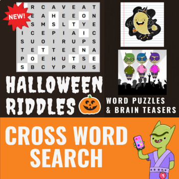 Preview of Halloween Word Search | Halloween Crossword | Halloween Activities Middle School