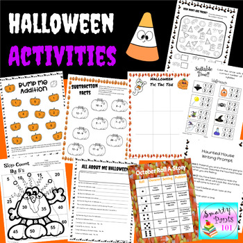 Preview of Halloween Activities l Math l Reading Boom Deck