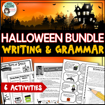 Preview of Halloween Activities - Writing, Poetry & Grammar Bundle