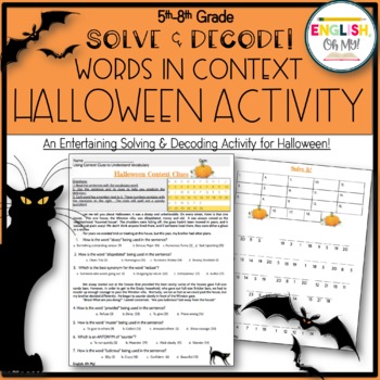 Preview of Halloween Context Clue Activity, Vocabulary Activity