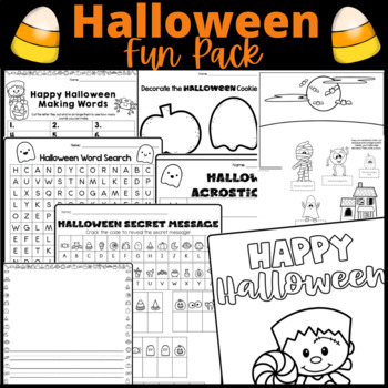 Halloween Activity Fun Pack - Word Search - Coloring - Building Words