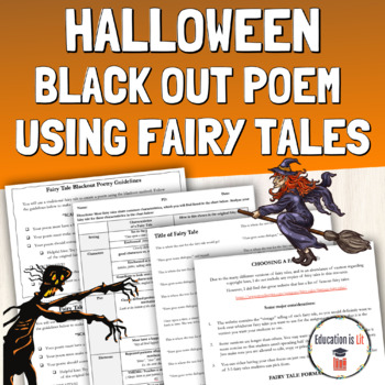 Preview of Print & Digital Halloween Writing Activities Halloween Main Idea Black Out Poem