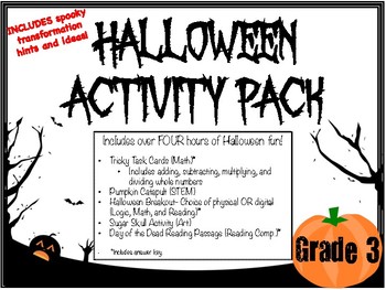 Preview of 3rd Grade Halloween Activity Pack