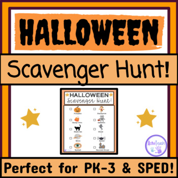Preview of Halloween Activity Scavenger Hunt Preschool Elementary Special Ed Fall Party