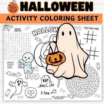 Preview of Halloween Activity Sheet- Halloween Word Search - Maze - Printable