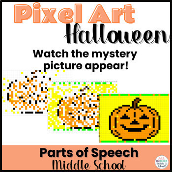 Preview of Halloween Activity for Middle School - Grammar Pixel Art