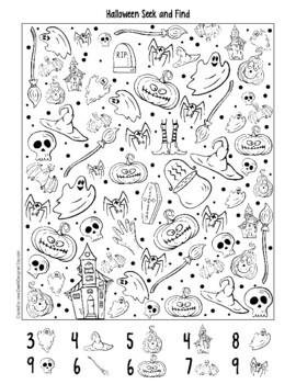 Halloween Activity page Seek and Find Counting Halloween Party