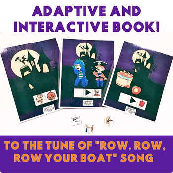 Preview of Halloween Adaptive and Interactive Book - Row Your Boat (Boardmaker)