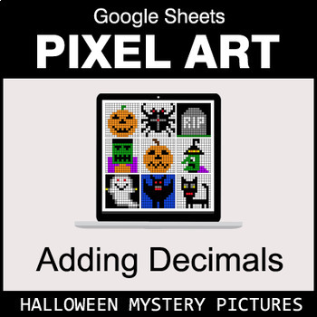 Preview of Halloween - Adding Decimals - Google Sheets Pixel Art