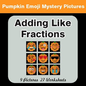 Halloween: Adding Like Fractions - Color-By-Number Math Mystery Pictures