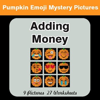 Halloween:  Adding Money - Color-By-Number Math Mystery Pictures