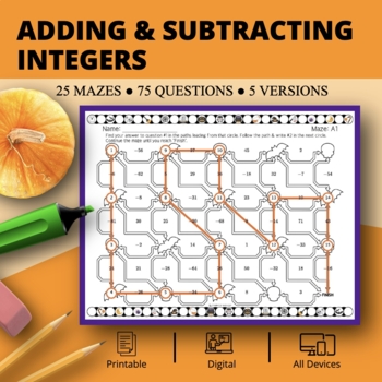 Preview of Halloween: Adding & Subtracting Positive & Negative Integers Maze Activity