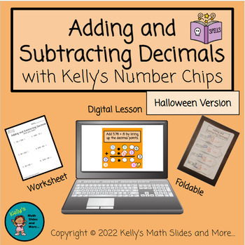 Preview of Halloween Adding and Subtracting Decimals Activity - Digital and Printable