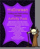Halloween Adding and Subtracting Decimals Activity Pack