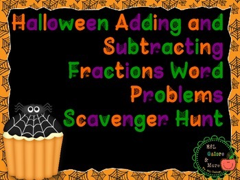 Preview of Halloween Adding and Subtracting Fractions Word Problems