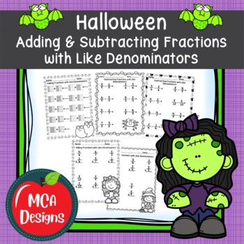 Preview of Halloween Adding and Subtracting Fractions with Like Denominators