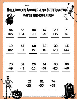 Halloween Adding and Subtracting with regrouping by Miss Haven ...