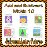 Halloween Adding and Subtracting within 10 Mystery Pictures