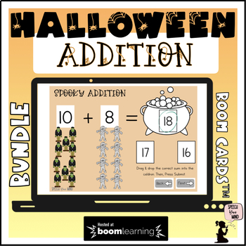 Preview of Halloween Addition BOOM Cards™ - 10 Boom Decks for Single Digit Addition!