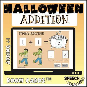 Preview of Halloween Addition BOOM Cards™ Free ! Basic Math Facts - Adding 1