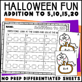 Halloween Addition Differentiated Worksheets to 5,10,15,20