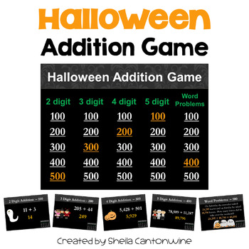 Preview of Halloween Math Multi Digit Addition Game