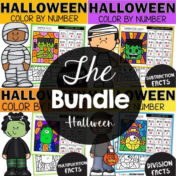 Preview of Halloween Addition, Subtraction Multiplication & Division - Worksheet Color Code