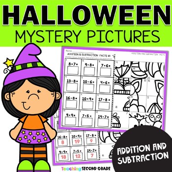 Preview of Halloween Addition & Subtraction Practice & Review - Math Puzzles Morning Work