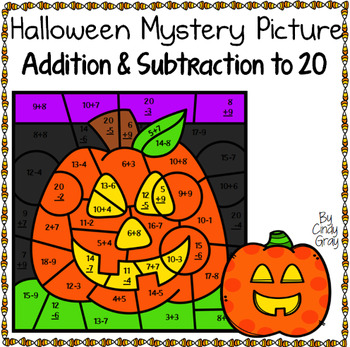 Halloween ~ Addition & Subtraction Within 20 ~ Color by Code ~ Jack-O ...