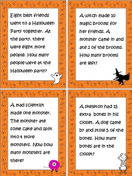 Halloween Addition/Subtraction Word Problems within 20 | TPT