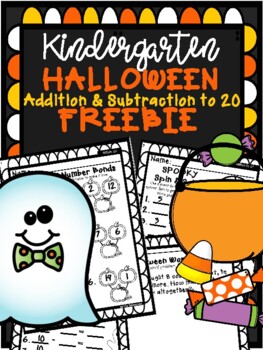 Preview of Halloween Addition & Subtraction to 20 FREEBIE (Kindergarten & First Grade)
