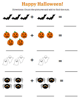 Halloween Addition Worksheet by Sped Teacher Tips | TpT