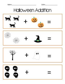 Halloween Addition Worksheet by Kinder Cajun | TPT