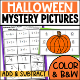 Halloween Addition and Subtraction Mystery Picture Worksheets