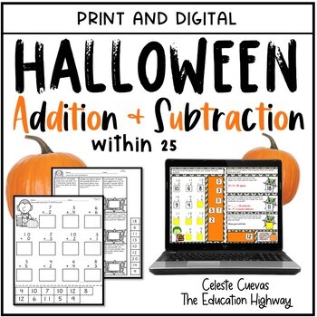 Preview of Halloween Addition and Subtraction | Print and Digital