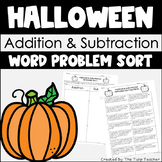 Halloween Addition and Subtraction Word Problem Sort