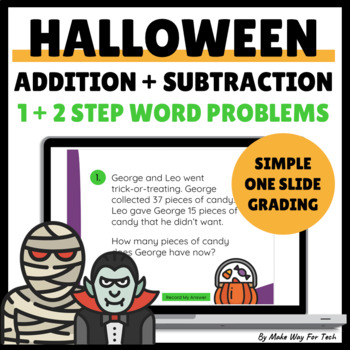 Preview of Halloween Addition and Subtraction Word Problems | Halloween Digital Math