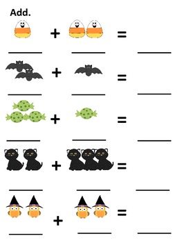 Halloween Addition and Subtraction Worksheets/Mats by Fun Teach | TPT