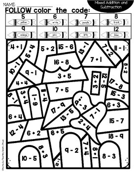 Halloween Addition and Subtraction Worksheets with Color by Number ...