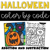 Halloween Addition and Subtraction Worksheets with Color b