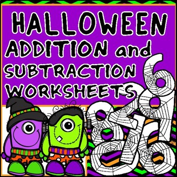 Preview of Halloween Addition and Subtraction to 20 Fact Fluency Worksheets