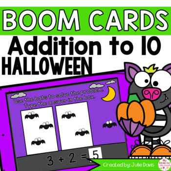 Preview of Halloween Addition to 10 Math Centers | Digital Game Boom Cards