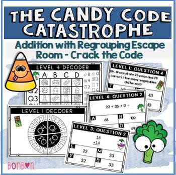 Preview of Halloween Escape Room | Two Digit Addition with regrouping and Adding 3 numbers