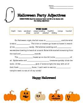 Preview of Halloween Adjectives