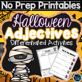 Preview of Halloween Adjectives | Adjectives Worksheets for Kindergarten and First Grade
