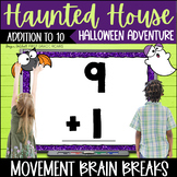 ADDITION to 10 Math Activity Movement Break Halloween Adventure