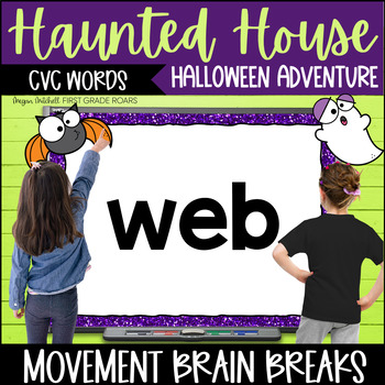 Preview of Halloween Adventure CVC WORDS Phonics Activity Movement Break Google Slides