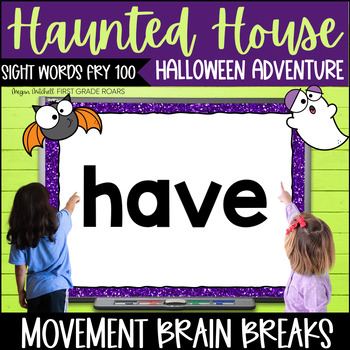 Preview of Fry 1st 100 SIGHT WORD Activity Movement Break Google Slides Halloween Adventure