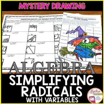 Preview of Halloween Algebra 1 Simplifying Radicals with Variables Math Activity