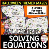 Halloween Algebra 1 Solving Equations Mazes Math Activity 